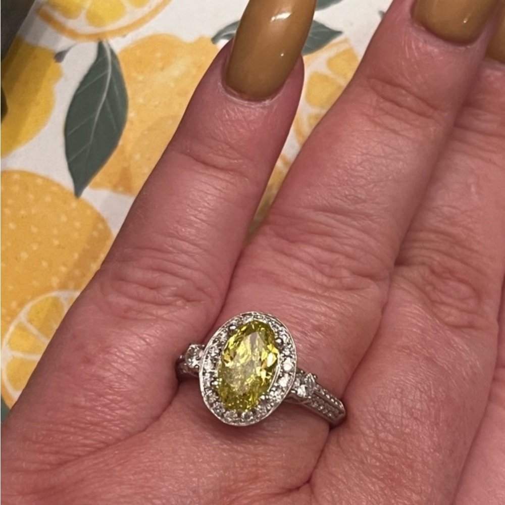 Oval Yellow Diamond Ring 2 ct total weight